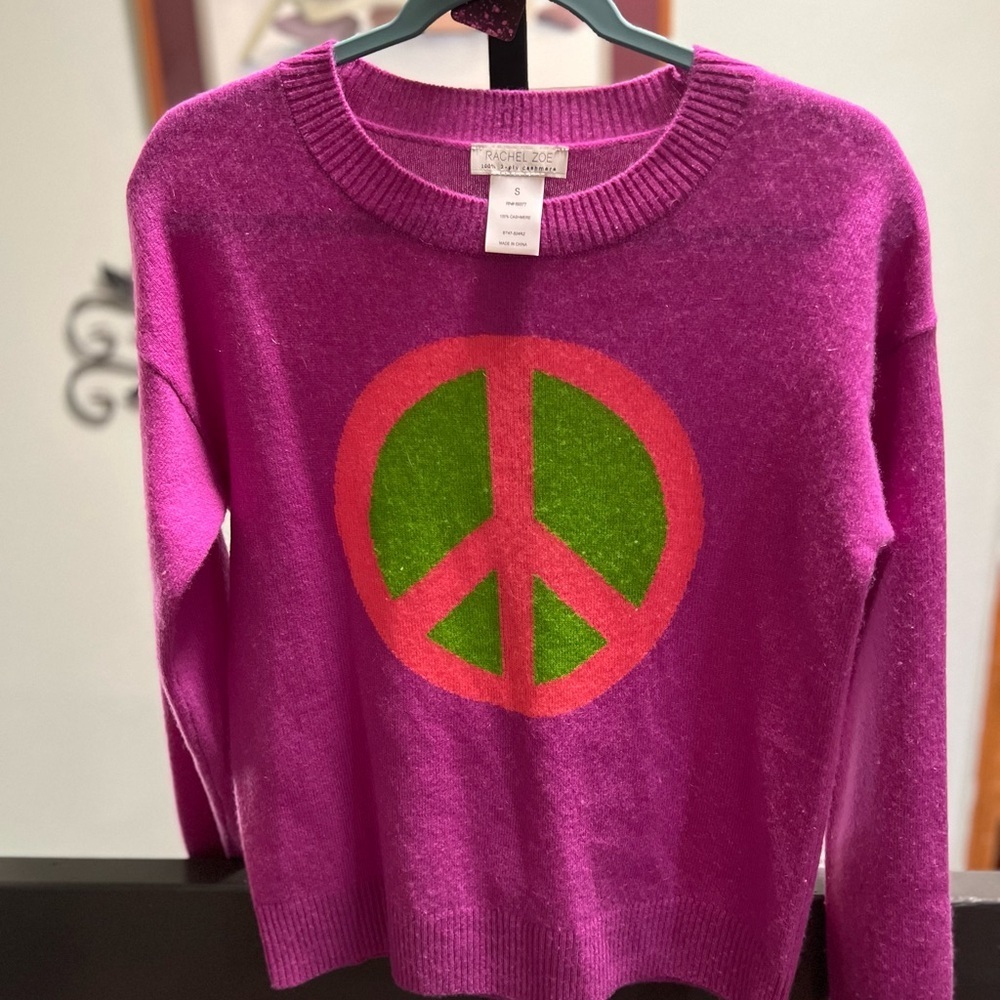 Rachel Zoe Fuchsia and Green Peace Sweater #238